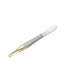 Mag. Doskar Pinzette schräg vergoldet 9cm 24b