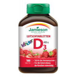 Jamieson Vitamin D3 400 IU Erdbeere für Kinder Lutschtabletten