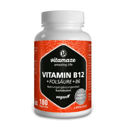 Vitamin B12 1.000 µg + Folsäure B9 + B6 hochdosiert Tabletten