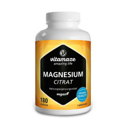 Magnesiumcitrat 360 mg Tagesdosis, vegane Kapseln