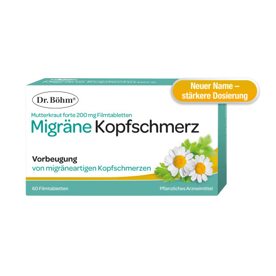 Dr. Böhm<sup>®</sup> Migräne Kopfschmerz Mutterkraut forte 200 mg Filmtabletten
